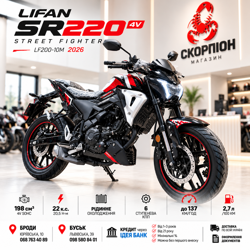 Мотоцикл LIFAN SR220 4V (LF200-10M) NEW 2026