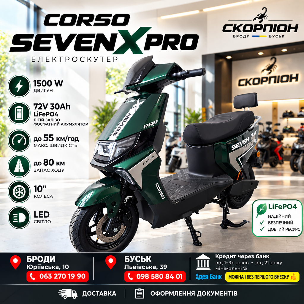 ✅🔋✅CORSO SEVEN X — потужність, запас ходу та комфорт!✅БРОДИ-0632701990- 1020$ ЮРІЇВСЬКА 10✅✅БУСЬК-0985808401- 1020$ ЛЬВІВСЬКА 39✅✅💵Кредит через банк від 1-3х років від 21 року мінімальні% 🏦 ІДЕЯ БАНК МОЖНА І БЕЗ ПЕРШОГО ВНЕСКУ 👍✅✅ДОСТАВКА ОФОРМЛЕННЯ ДОКУМ