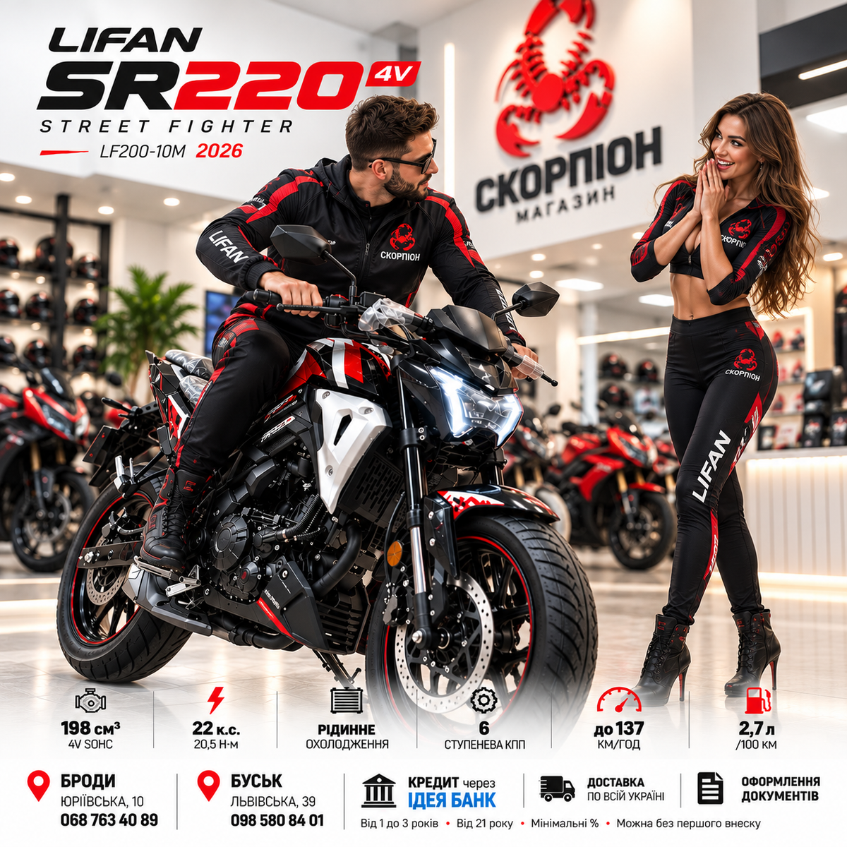 Мотоцикл LIFAN SR220 4V (LF200-10M) NEW 2026